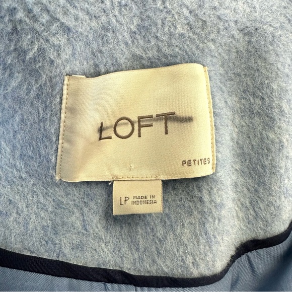 Loft blue light coat Womens Large Petite one button lined Tailored cloth coat - Picture 2 of 14